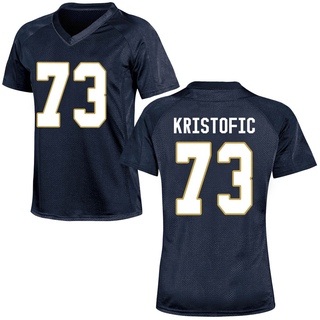 Andrew Kristofic Game Navy Blue Women's Notre Dame Fighting Irish Football Jersey