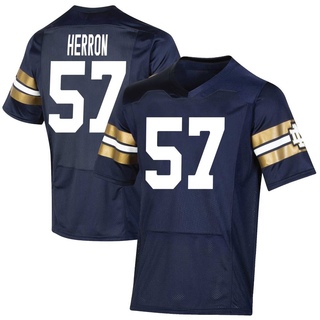 Cam Herron Premier Navy Youth Notre Dame Fighting Irish Replica 2021 Shamrock Series Football Jersey
