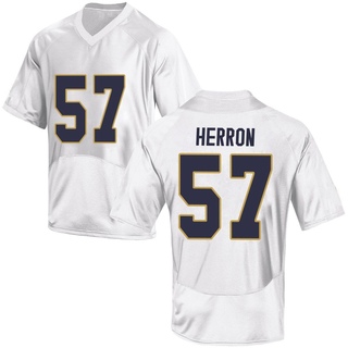 Cam Herron Replica White Youth Notre Dame Fighting Irish Football Jersey