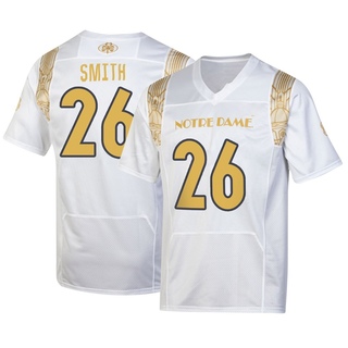 Chaz Smith Replica White Youth Notre Dame Fighting Irish 2022 Shamrock Series Jersey