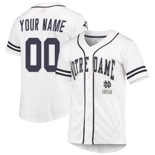 Custom Replica White Youth Notre Dame Fighting Irish Colosseum /Navy Free Spirited Baseball Jersey