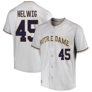 DJ Helwig Replica Gray Men's Notre Dame Fighting Irish Performance Baseball Jersey