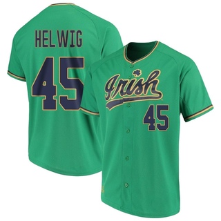 DJ Helwig Replica Green Men's Notre Dame Fighting Irish Performance Baseball Jersey