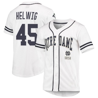 DJ Helwig Replica White Men's Notre Dame Fighting Irish Colosseum /Navy Free Spirited Baseball Jersey
