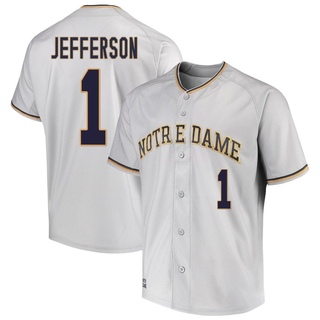 DM Jefferson Replica Gray Youth Notre Dame Fighting Irish Performance Baseball Jersey