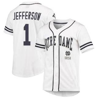 DM Jefferson Replica White Men's Notre Dame Fighting Irish Colosseum /Navy Free Spirited Baseball Jersey