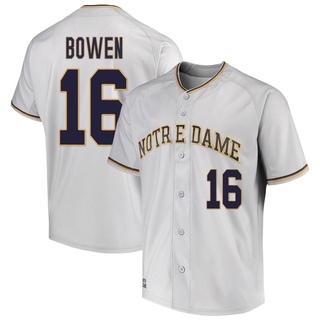 Drayk Bowen Replica Gray Men's Notre Dame Fighting Irish Performance Baseball Jersey