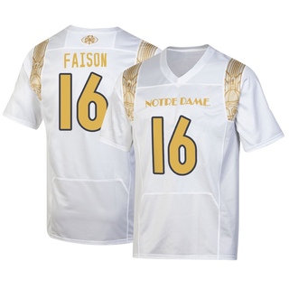 Dylan Faison Replica White Men's Notre Dame Fighting Irish 2022 Shamrock Series Jersey