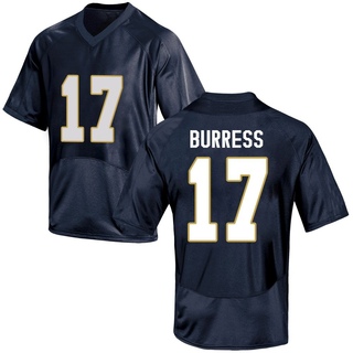 Elijah Burress Replica Navy Blue Men's Notre Dame Fighting Irish Football Jersey