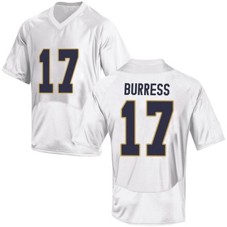 Elijah Burress Replica White Men's Notre Dame Fighting Irish Football Jersey