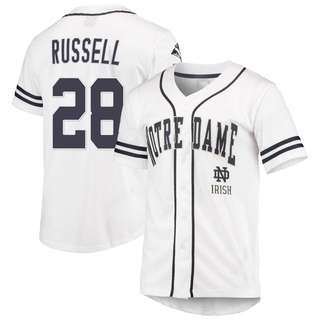 Hunter Russell Replica White Men's Notre Dame Fighting Irish Colosseum /Navy Free Spirited Baseball Jersey