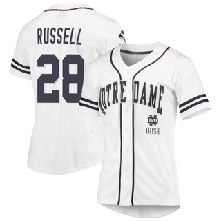 Hunter Russell Replica White Women's Notre Dame Fighting Irish Colosseum /Navy Free Spirited Baseball Jersey