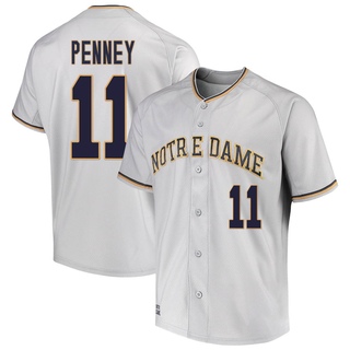 Jack Penney Replica Gray Men's Notre Dame Fighting Irish Performance Baseball Jersey