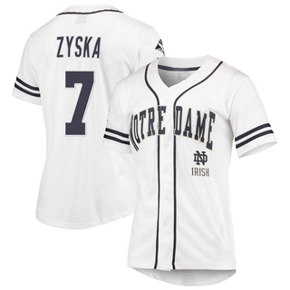 Jack Zyska Replica White Women's Notre Dame Fighting Irish Colosseum /Navy Free Spirited Baseball Jersey