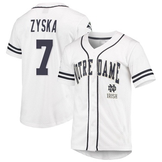 Jack Zyska Replica White Youth Notre Dame Fighting Irish Colosseum /Navy Free Spirited Baseball Jersey