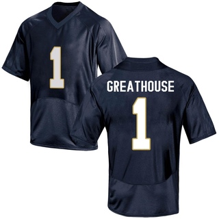Jaden Greathouse Game Navy Blue Men's Notre Dame Fighting Irish Football Jersey