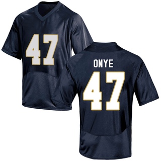 Jason Onye Game Navy Blue Men's Notre Dame Fighting Irish Football Jersey