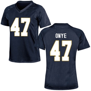 Jason Onye Game Navy Blue Women's Notre Dame Fighting Irish Football Jersey