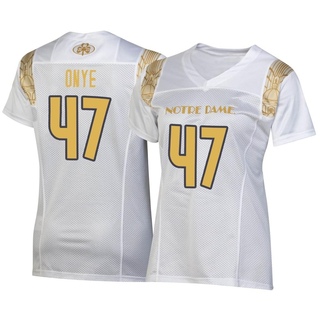 Jason Onye Replica White Women's Notre Dame Fighting Irish 2022 Shamrock Series Jersey
