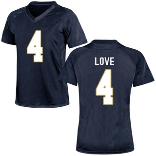 Jeremiyah Love Game Navy Blue Women's Notre Dame Fighting Irish Football Jersey