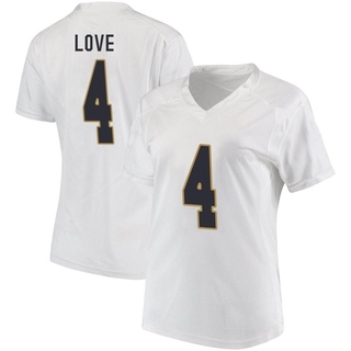 Jeremiyah Love Game White Women's Notre Dame Fighting Irish Football Jersey