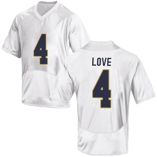 Jeremiyah Love Replica White Men's Notre Dame Fighting Irish Football Jersey