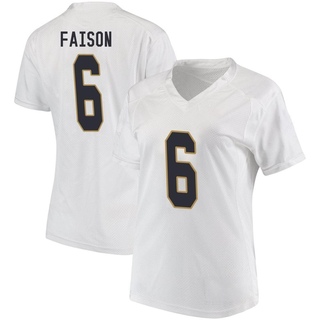 Jordan Faison Game White Women's Notre Dame Fighting Irish Football Jersey