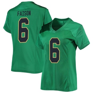 Jordan Faison Replica Green Women's Notre Dame Fighting Irish Football Jersey