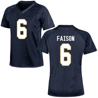Jordan Faison Replica Navy Blue Women's Notre Dame Fighting Irish Football Jersey
