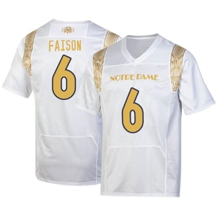 Jordan Faison Replica White Men's Notre Dame Fighting Irish 2022 Shamrock Series Jersey