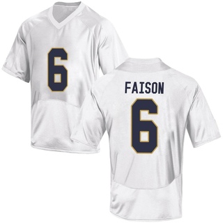Jordan Faison Replica White Men's Notre Dame Fighting Irish Football Jersey