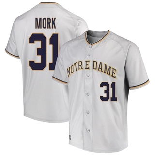 Keenan Mork Replica Gray Youth Notre Dame Fighting Irish Performance Baseball Jersey