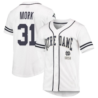 Keenan Mork Replica White Men's Notre Dame Fighting Irish Colosseum /Navy Free Spirited Baseball Jersey