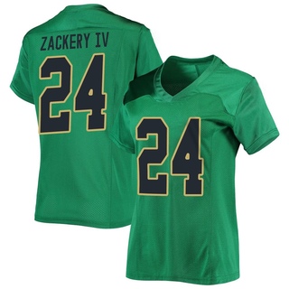 Mark Zackery IV Replica Green Women's Notre Dame Fighting Irish Football Jersey