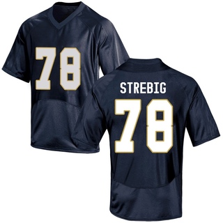 Owen Strebig Game Navy Blue Men's Notre Dame Fighting Irish Football Jersey