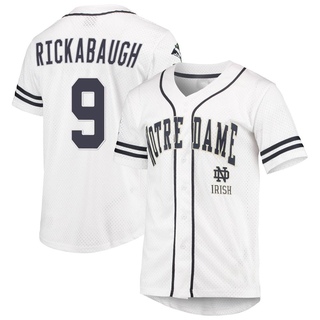 RJ Rickabaugh Replica White Youth Notre Dame Fighting Irish Colosseum /Navy Free Spirited Baseball Jersey