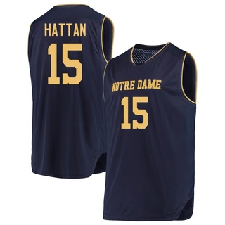 Thomas Hattan Replica Gold Men's Notre Dame Fighting Irish Navy/ Basketball Jerseys