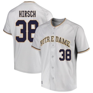 Xavier Hirsch Replica Gray Men's Notre Dame Fighting Irish Performance Baseball Jersey