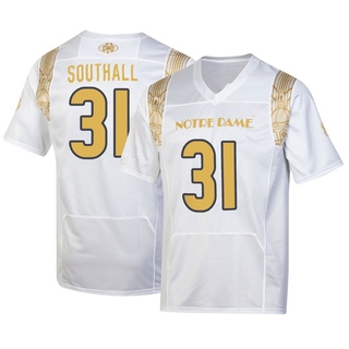 Xavier Southall Replica White Youth Notre Dame Fighting Irish 2022 Shamrock Series Jersey