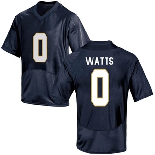 Xavier Watts Game Navy Blue Youth Notre Dame Fighting Irish Football Jersey